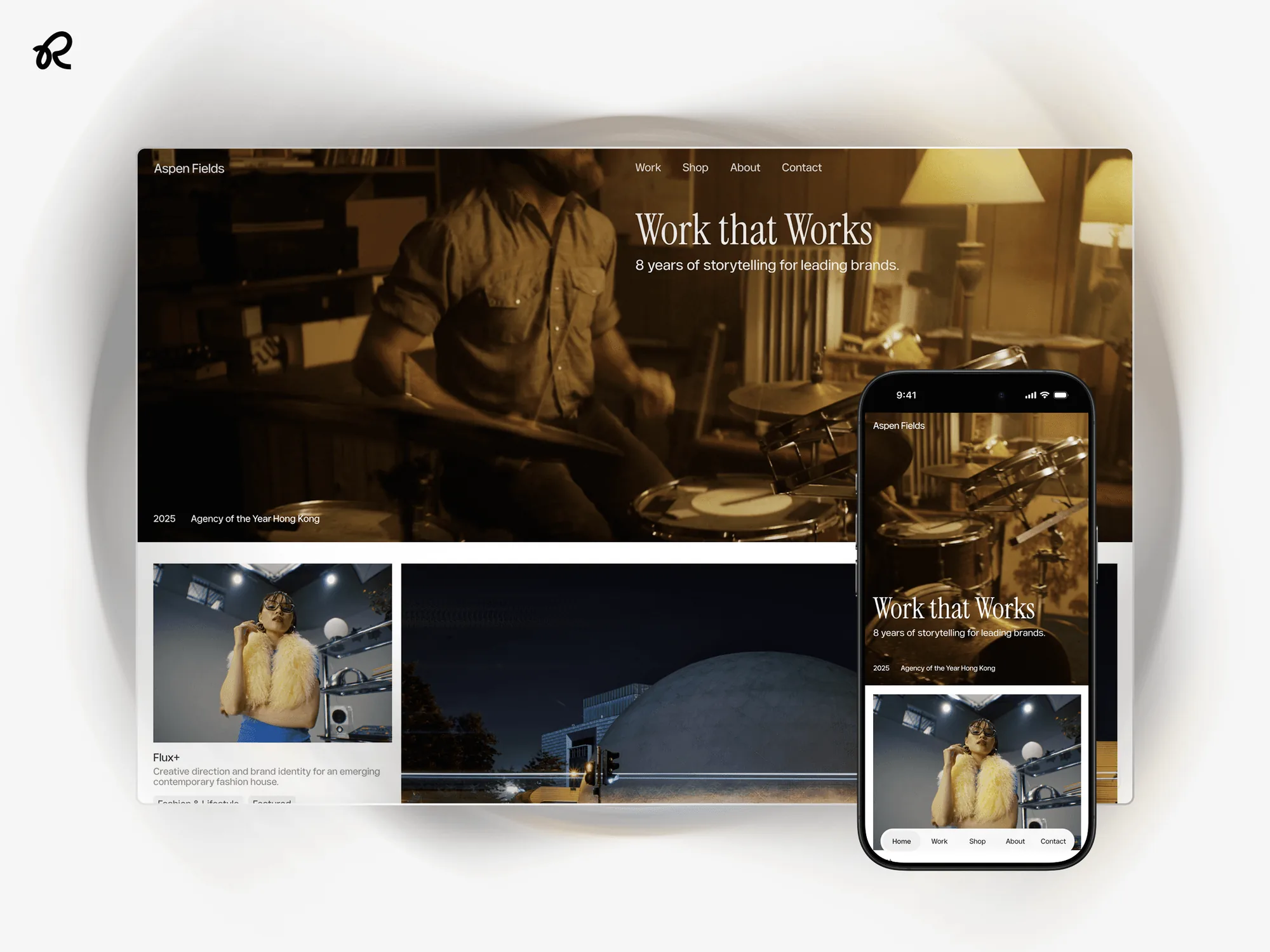 The Fields homepage on desktop and phone