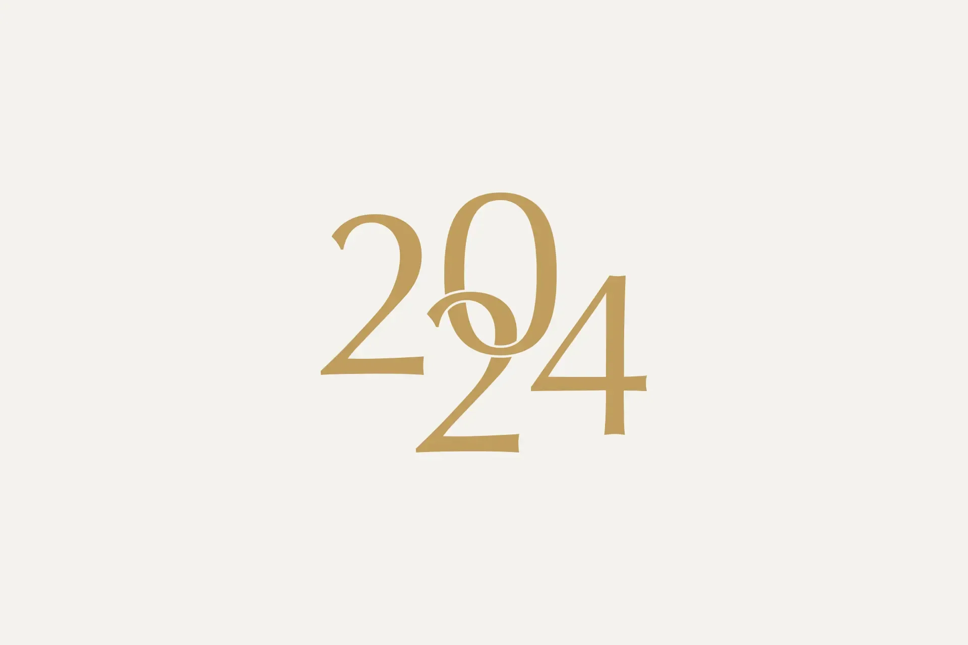 The gold interlocking 2024 monogram alone on cream, on paper