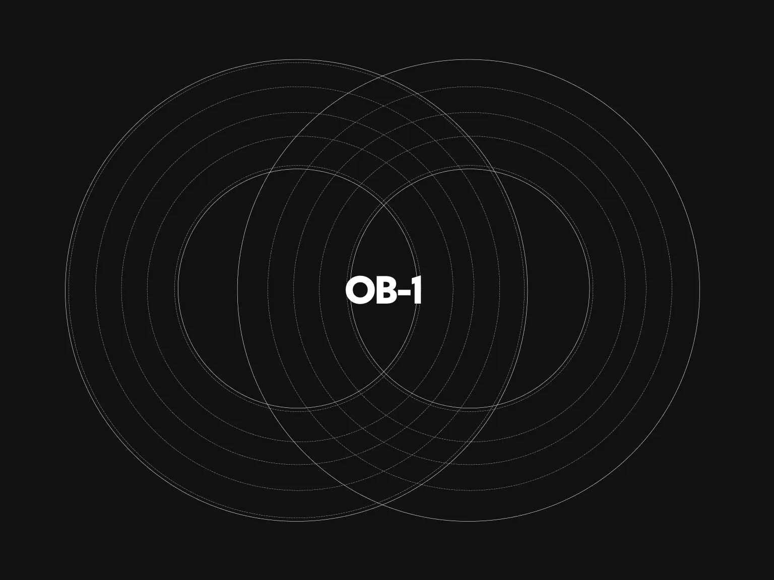 The white OB-1 wordmark inside overlapping concentric circles on near-black